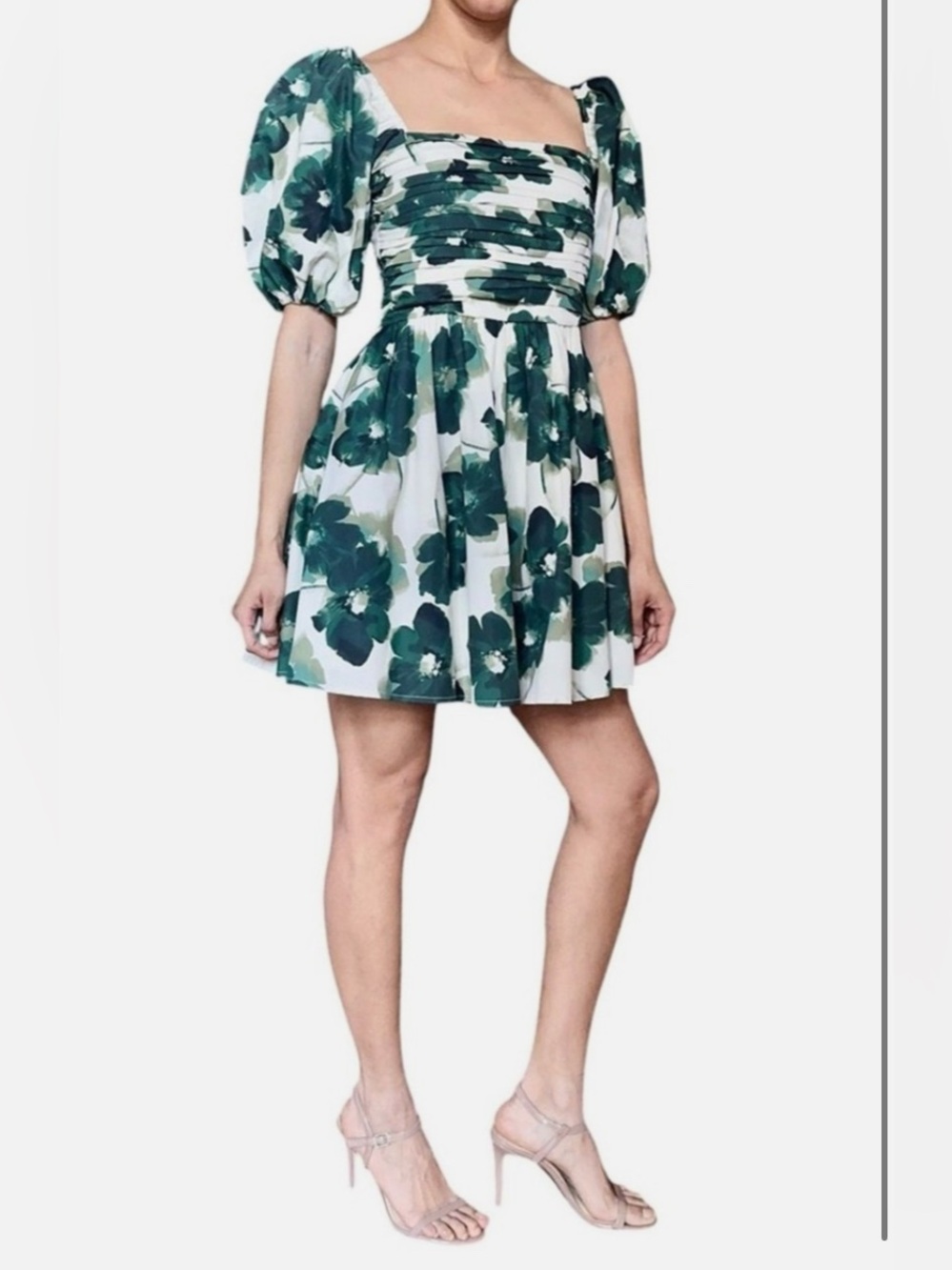 Abercrombie & Fitch Emerson Poplin Puff Sleeve Floral Mini Dress